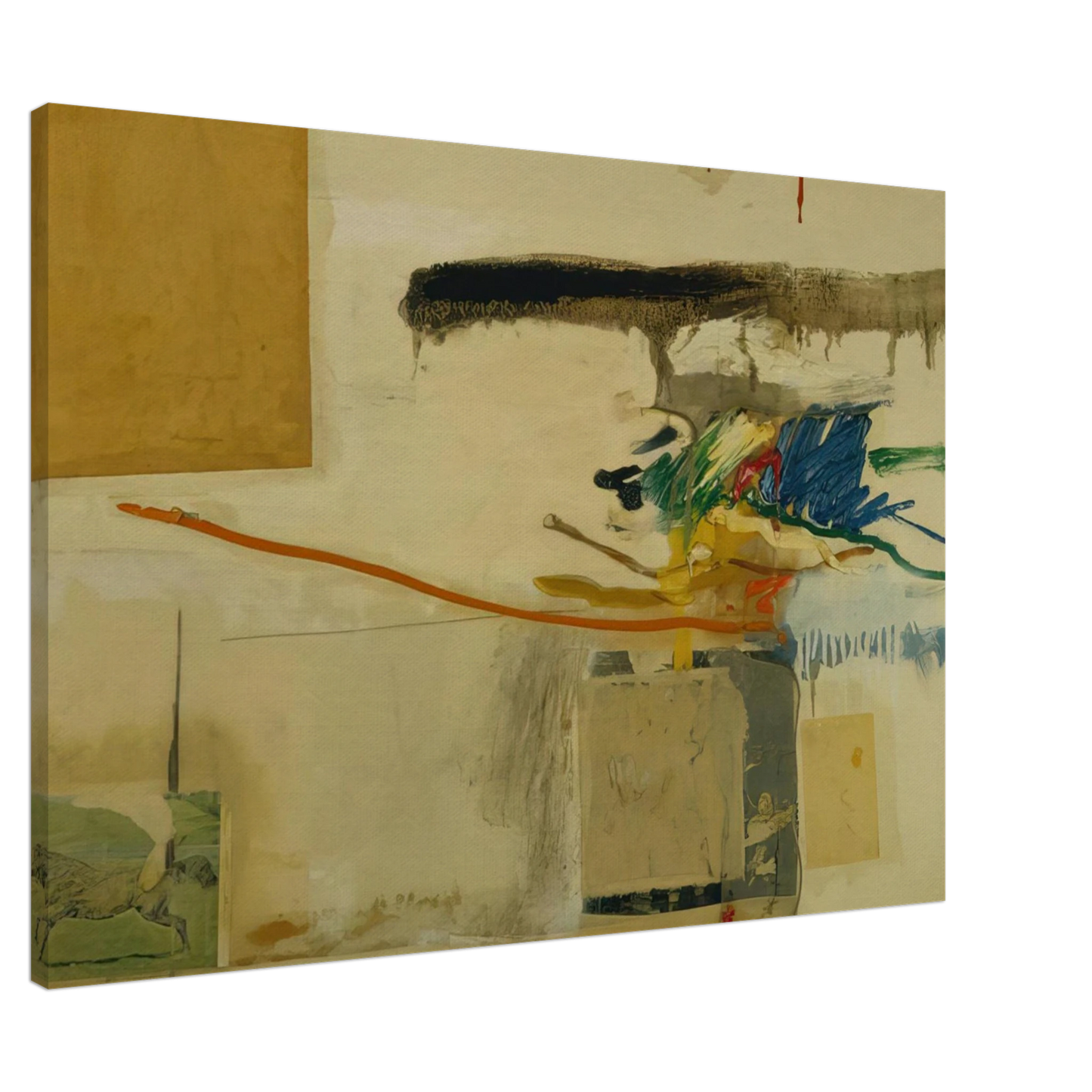 Robert Rauschenberg - UNTITLED FORMERLY TITLED COLLAGE WITH HORSE 1957 Canvas - 20x30 cm / 8x12 inches-canvas