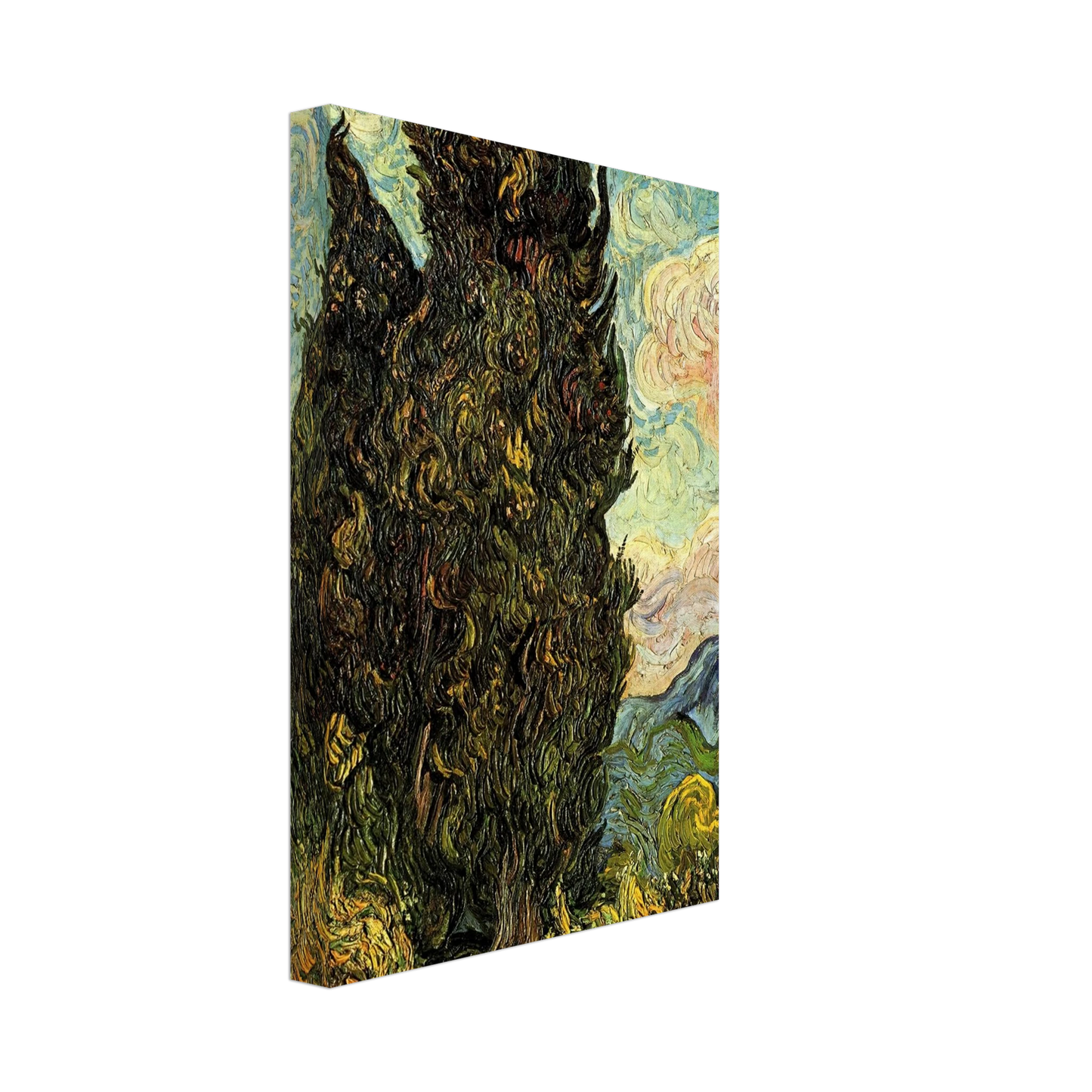 Vincent van Gogh - Two Cypresses Canvas - 70x100 cm / 28x40 inches-canvas