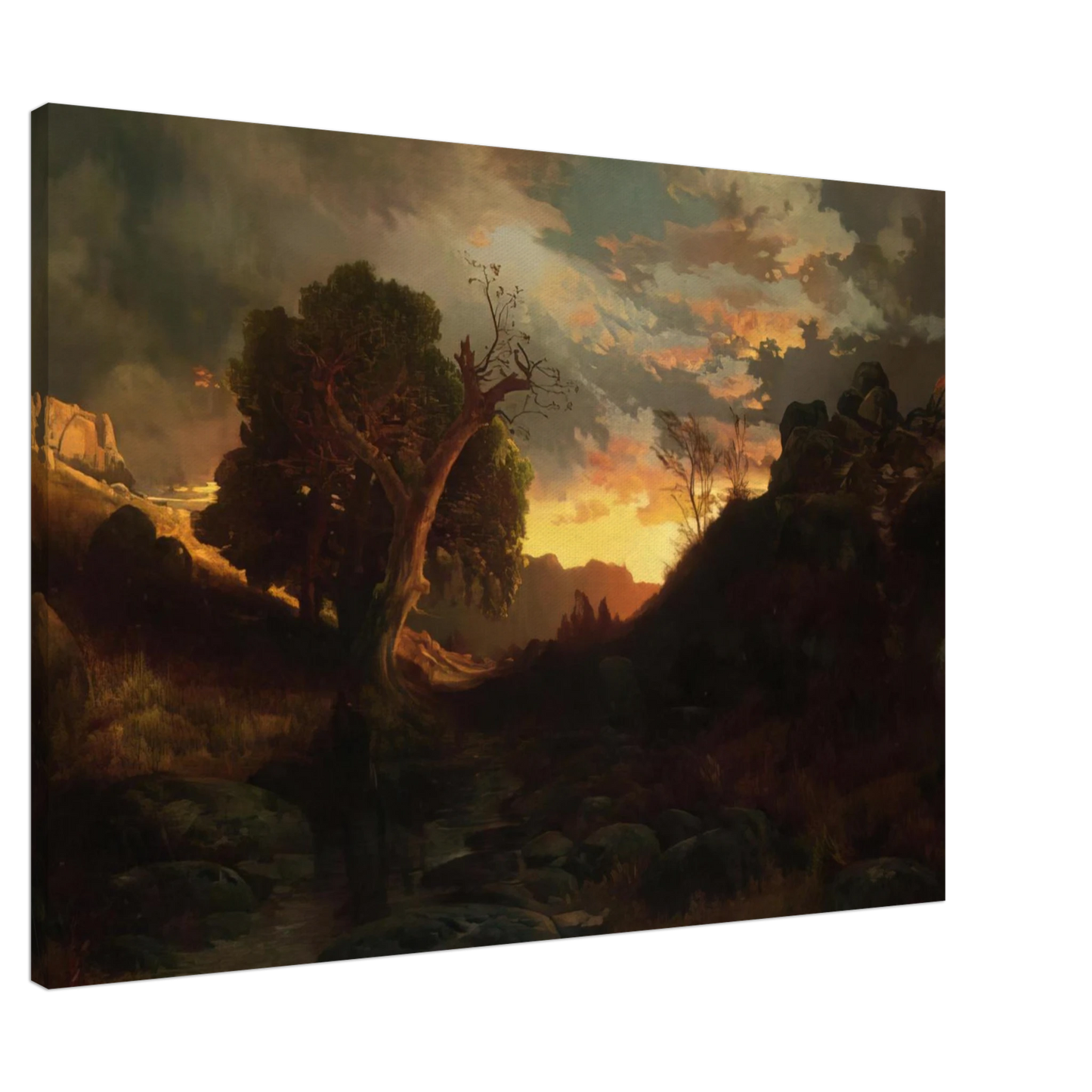 Thomas Moran - The Evening Hunter Canvas - 20x30 cm / 8x12 inches-canvas