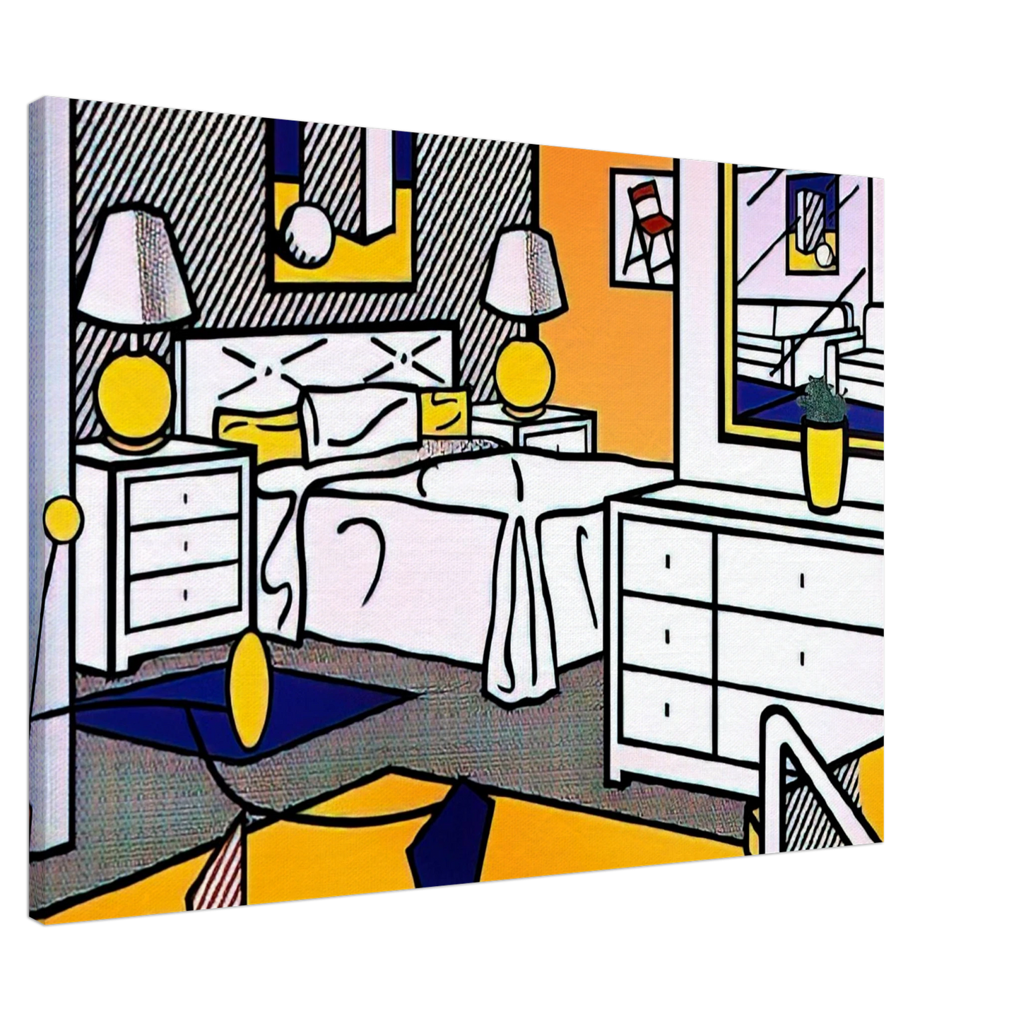 Roy Lichtenstein - INTERIOR WITH MOBILE 1992 Canvas - 20x30 cm / 8x12 inches-canvas