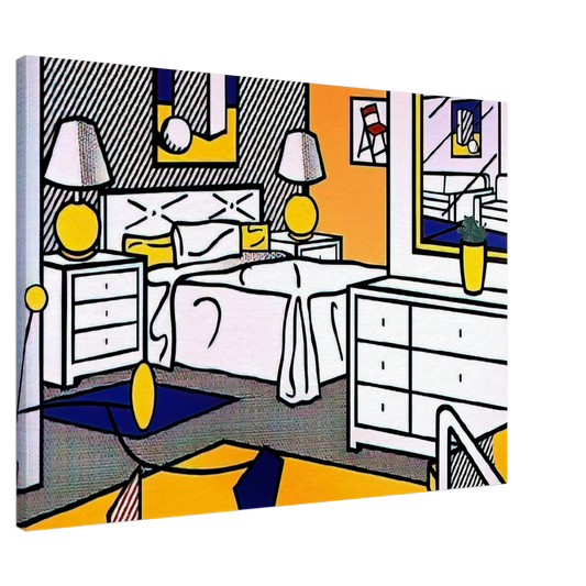 Roy Lichtenstein - INTERIOR WITH MOBILE 1992 Canvas - 20x30 cm / 8x12 inches-canvas