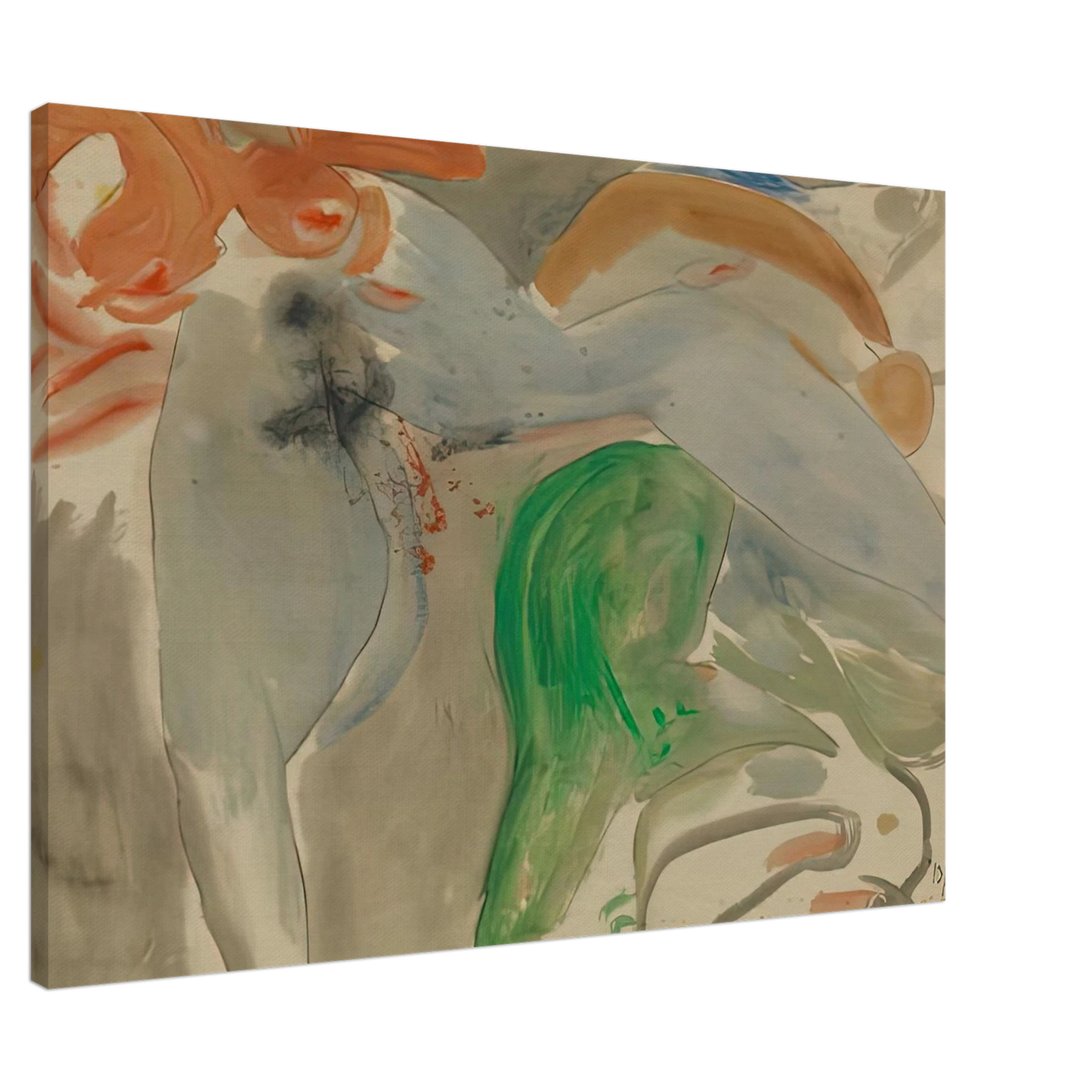 Helen Frankenthaler - Scene with Nude, 1952- Canvas - 20x30 cm / 8x12 inches-canvas