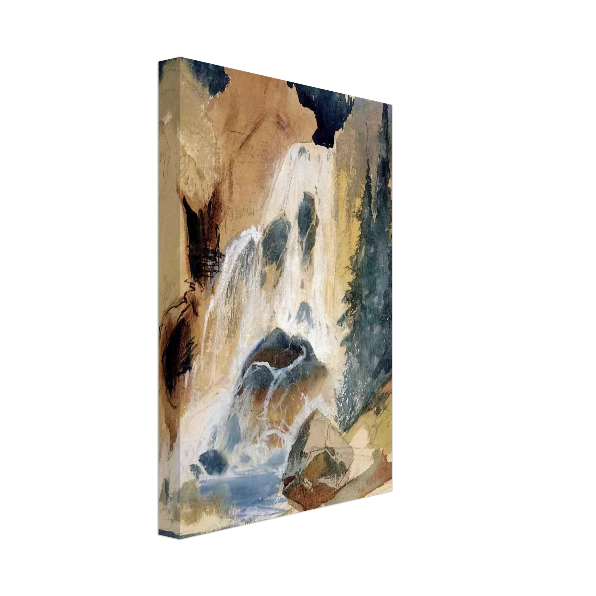 Thomas Moran - Crystal Falls watercolour Canvas - 40x60 cm / 16x24 inches-canvas