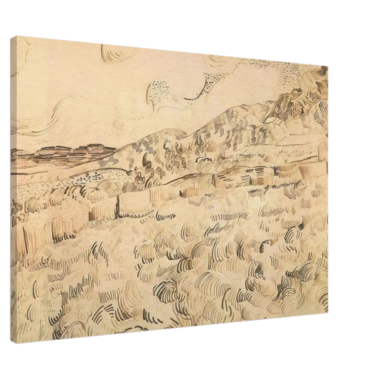 Vincent van Gogh - Mountain Landscape Seen across the Walls Canvas - 20x30 cm / 8x12 inches-canvas