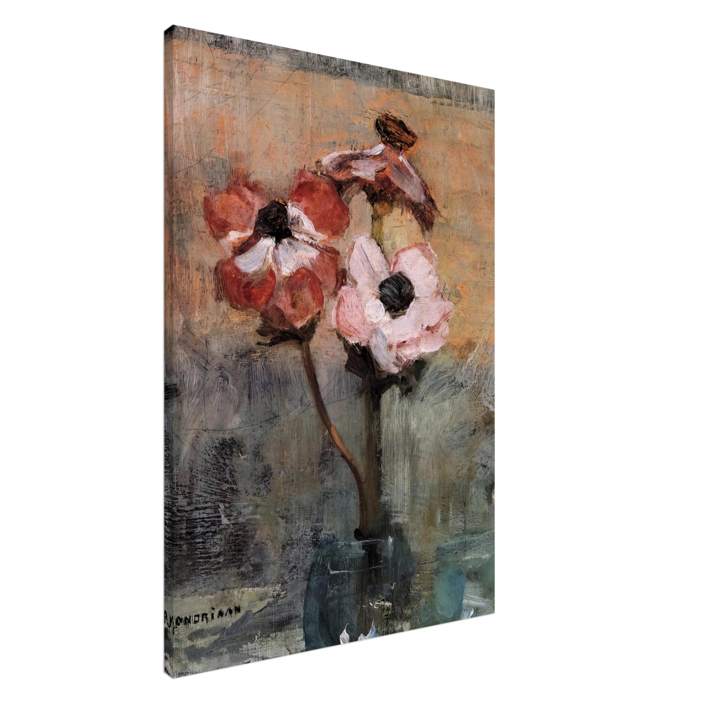 Piet Mondrian - Anemones in a Vase Canvas - 20x30 cm / 8x12 inches-canvas