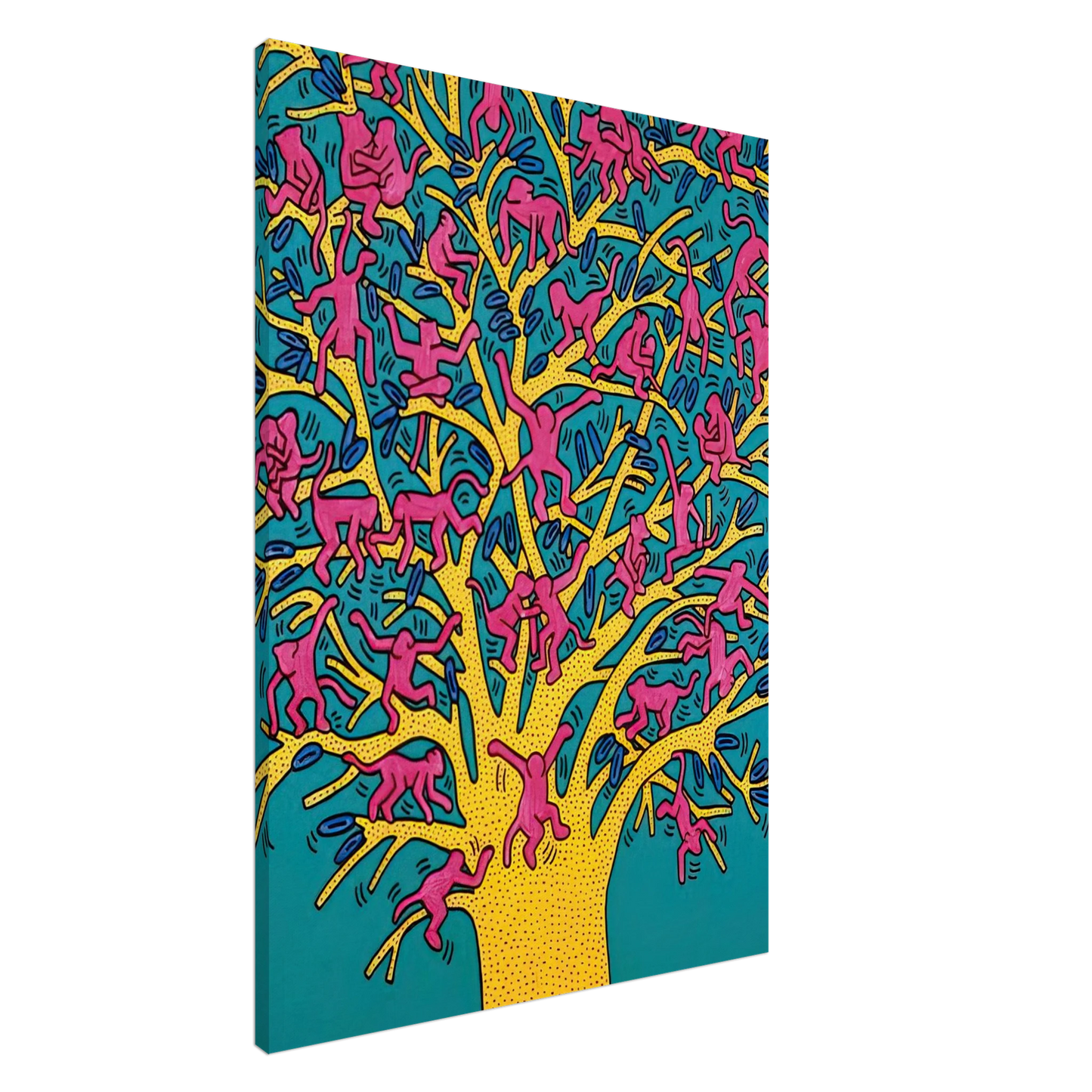 Keith Haring - THE TREE OF MONKEYS Canvas - 20x30 cm / 8x12 inches-canvas