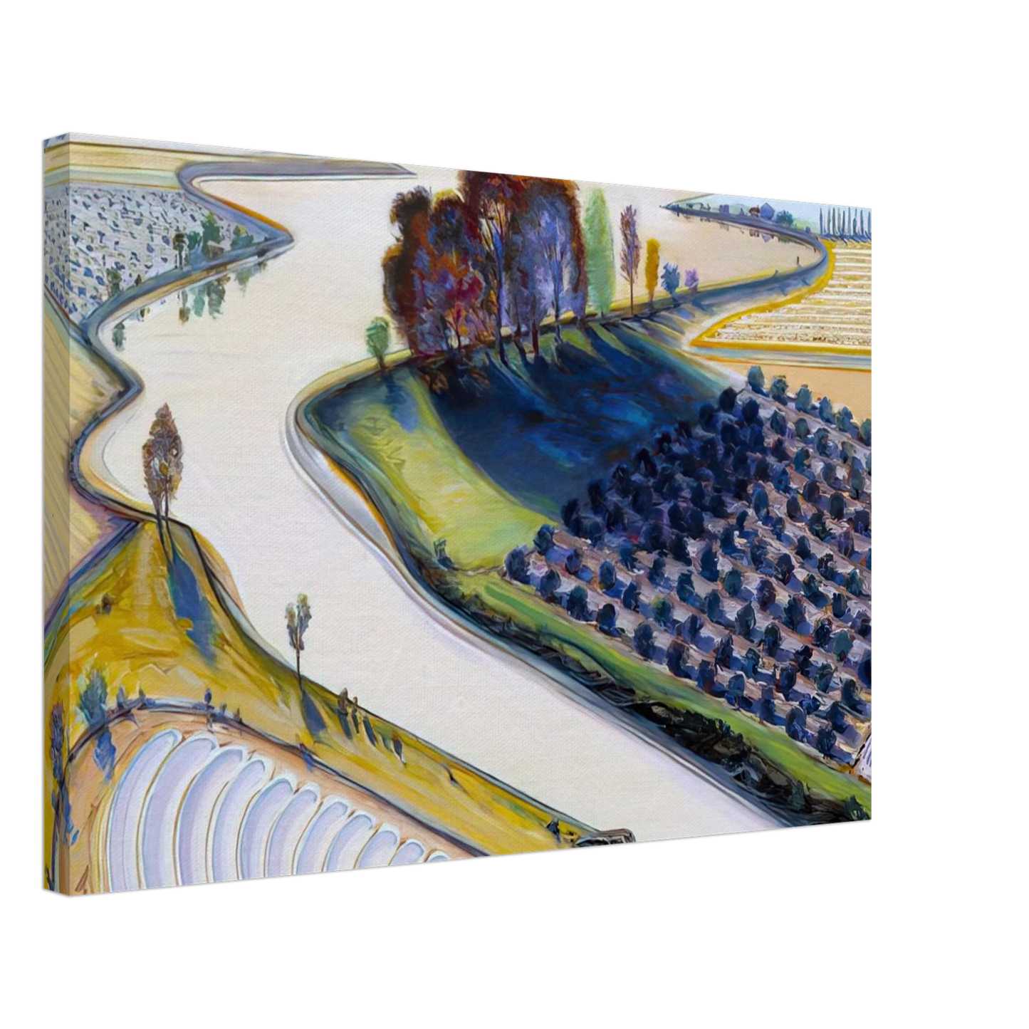 Wayne Thiebaud - Flatland River - 1997 Canvas - 70x100 cm / 28x40 inches-canvas