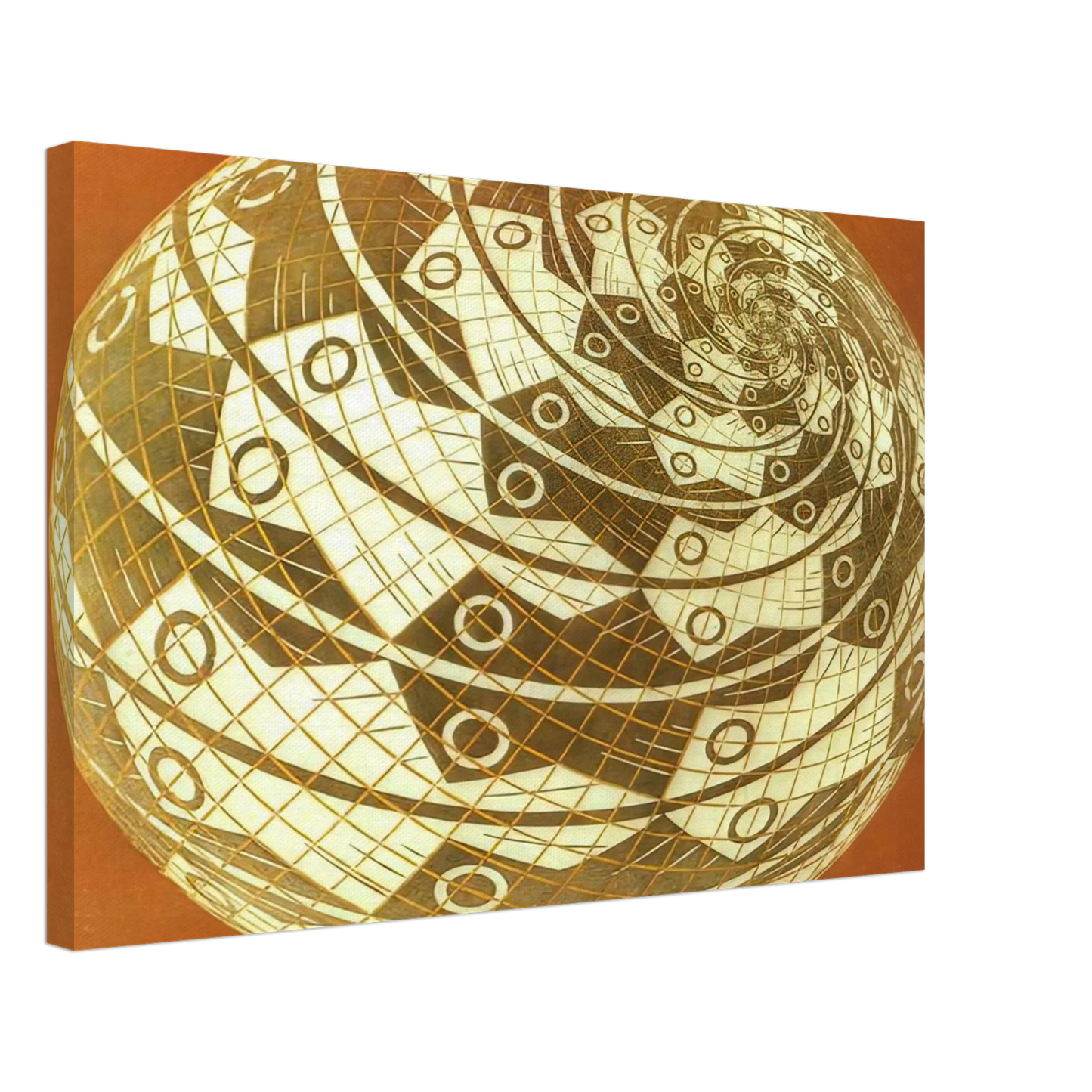 MC Escher - SPHERE SURFACE WITH FISHES COLOUR Canvas - 70x100 cm / 28x40 inches-canvas