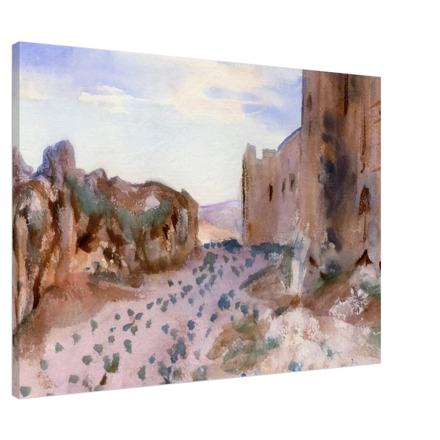 John Singer Sargent - Fortress, Roads and Rocks Canvas - 20x30 cm / 8x12 inches-canvas