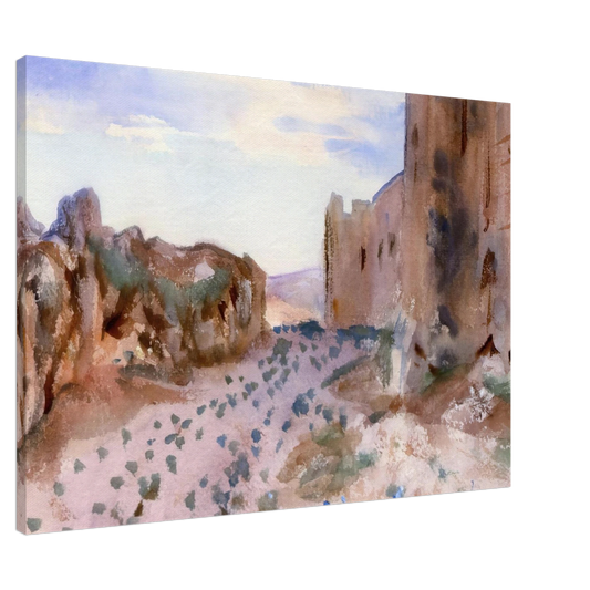 John Singer Sargent - Fortress, Roads and Rocks Canvas - 20x30 cm / 8x12 inches-canvas