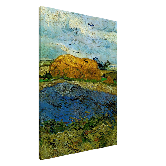 Vincent van Gogh - Haystack under a Rainy Sky Canvas - 20x30 cm / 8x12 inches-canvas