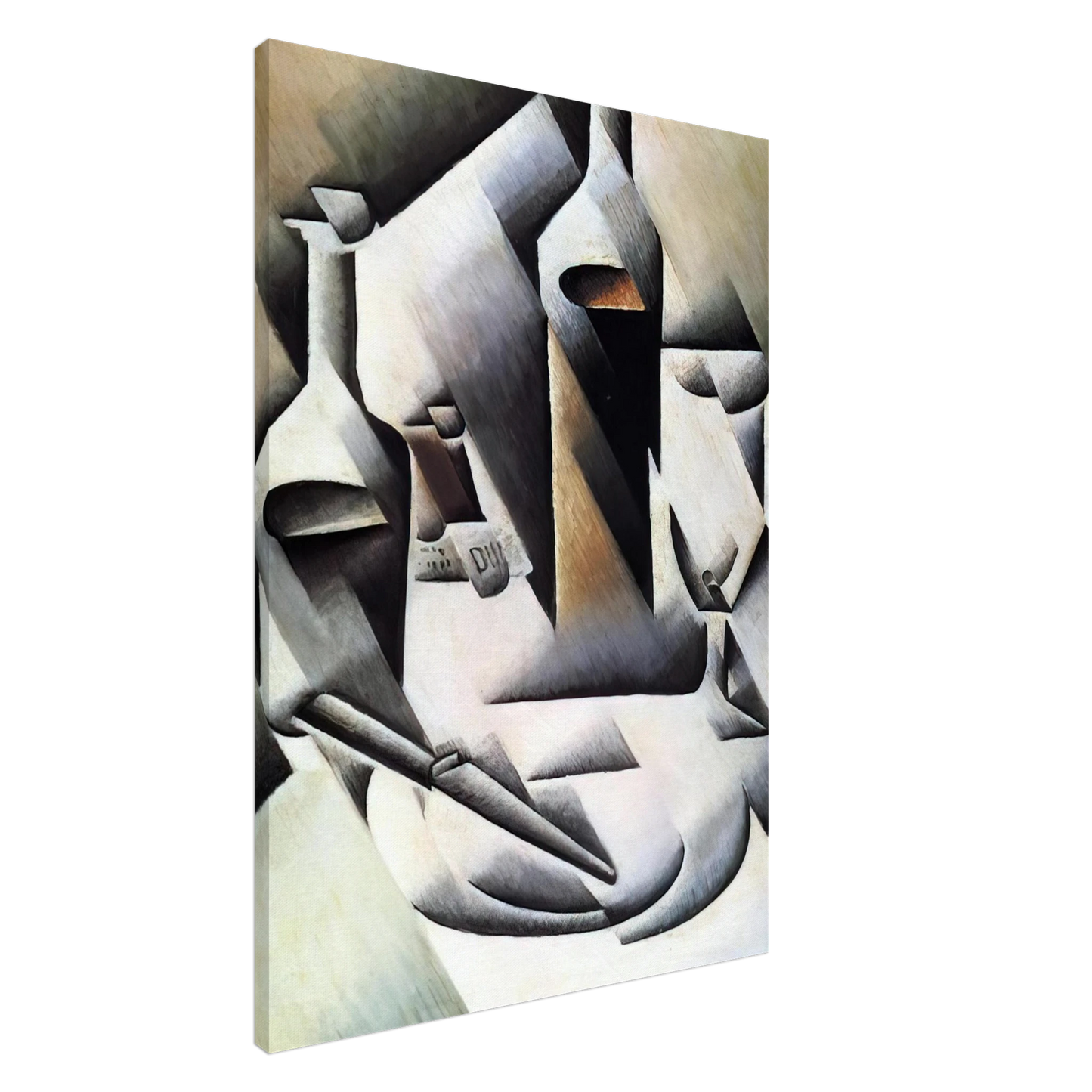 Juan Gris - BOTTLES AND KNIFE 1912 Canvas - 20x30 cm / 8x12 inches-canvas