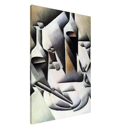 Juan Gris - BOTTLES AND KNIFE 1912 Canvas - 20x30 cm / 8x12 inches-canvas