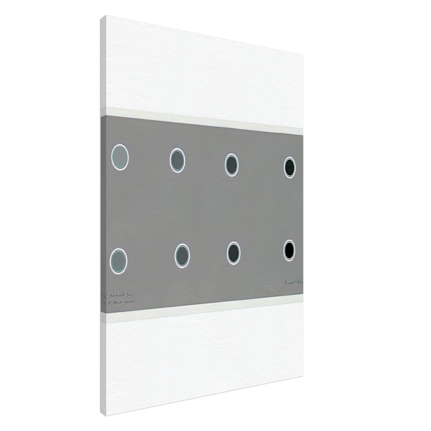 Bridget Riley - ENCIRCLING DISCS WITH GREY IN GREY TO BLACK SEQUENCE 1970 Canvas - 20x30 cm / 8x12 inches-canvas