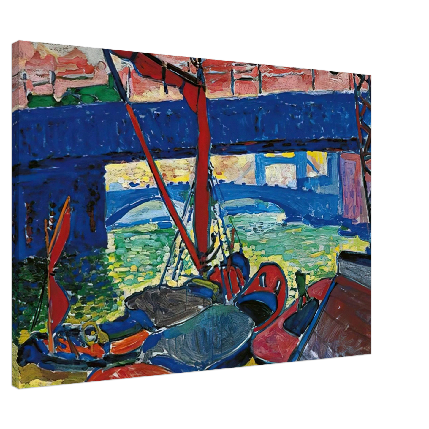 Andre Derain - BARGES ON THE THAMES 1906 Canvas - 20x30 cm / 8x12 inches-canvas