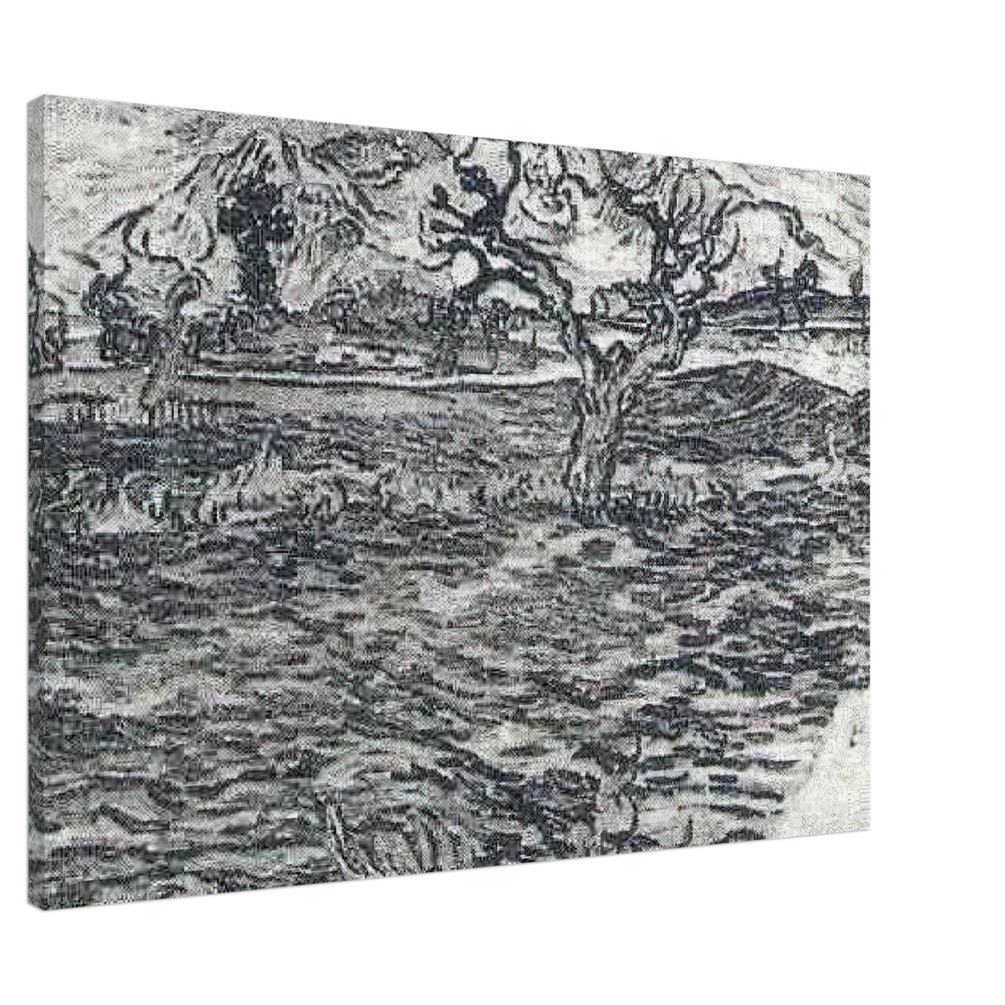 Vincent van Gogh - Landscape with Olive Tree and Mountains in the Background Canvas - 20x30 cm / 8x12 inches-canvas