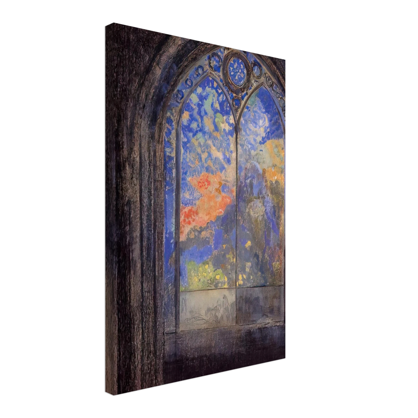 Odilon Redon - STAINED GLASS WINDOW THE MYSTERIOUS GARDEN Canvas - 40x60 cm / 16x24 inches-canvas