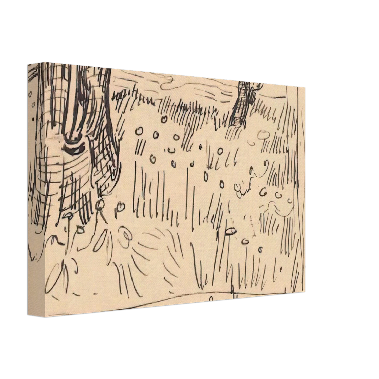 Vincent van Gogh - Field of Grass with Dandelions and Tree Trunks Canvas - 70x100 cm / 28x40 inches-canvas