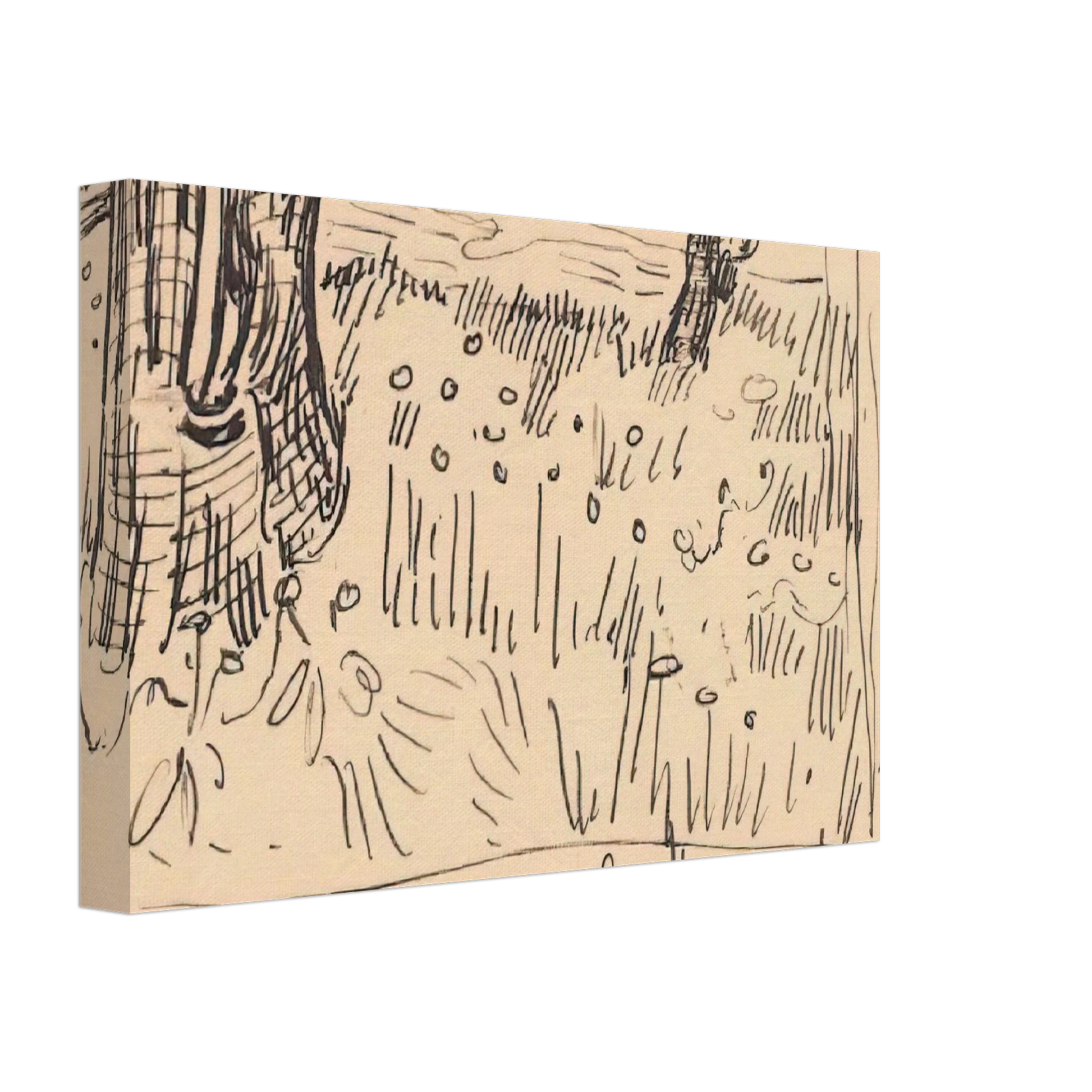 Vincent van Gogh - Field of Grass with Dandelions and Tree Trunks Canvas - 70x100 cm / 28x40 inches-canvas
