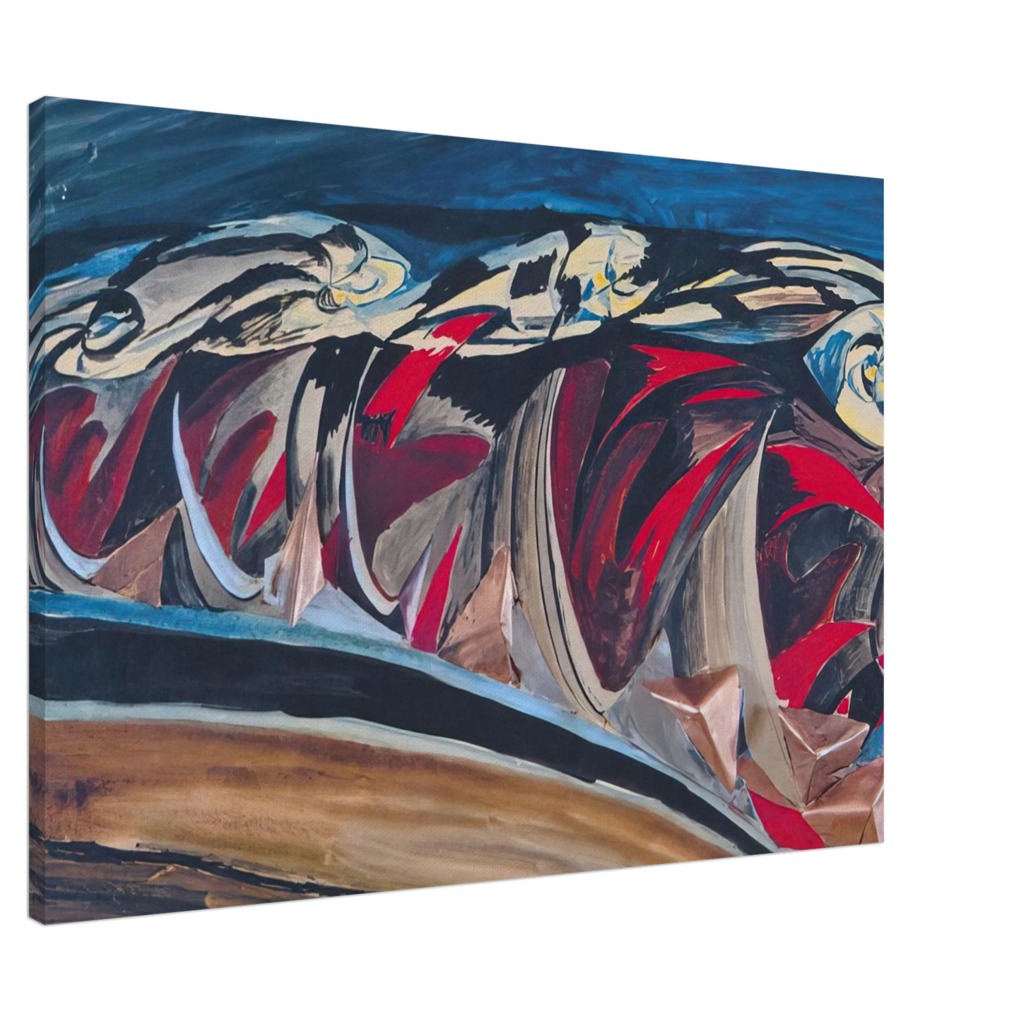 Benedetta Cappa - Lights  Sounds of a Night Train - 1924 Canvas - 20x30 cm / 8x12 inches-canvas