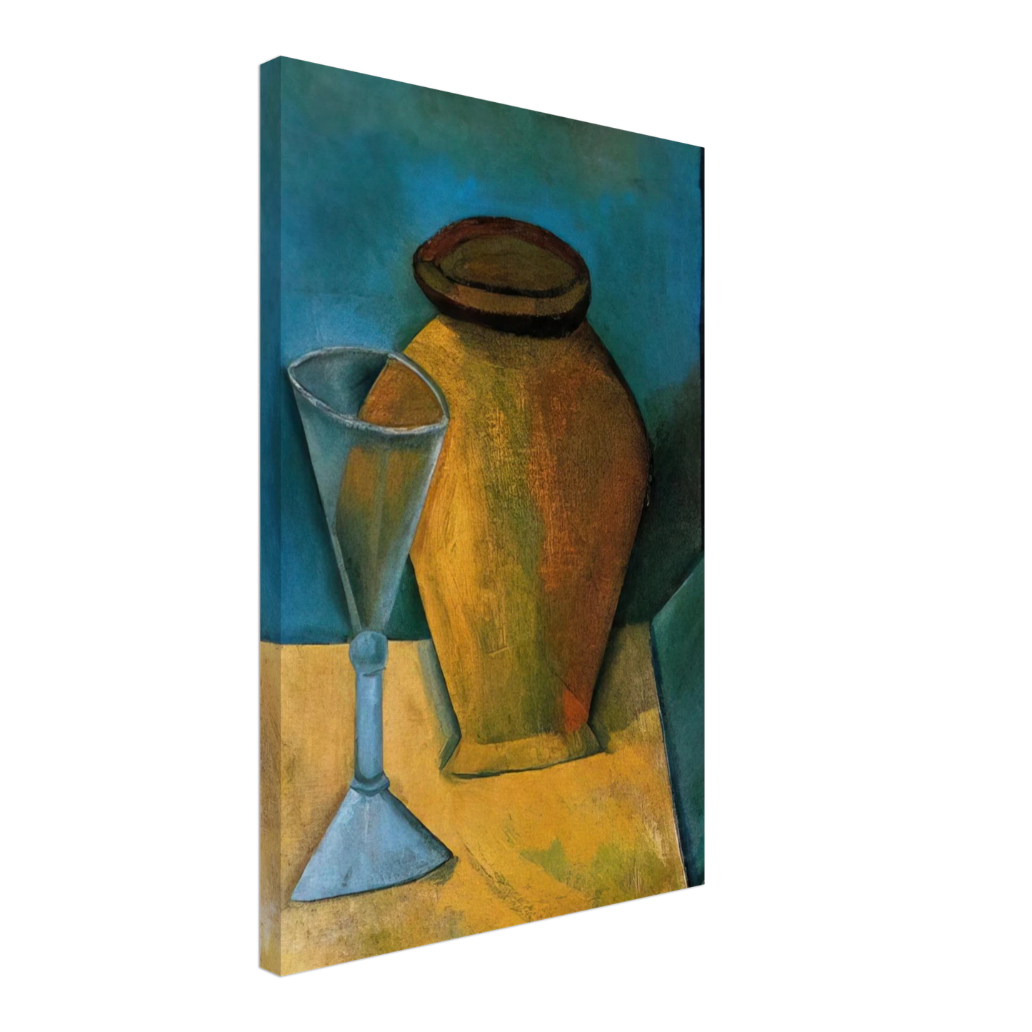 Pablo Picasso - Pot, Glass and Book - 1908 Canvas - 40x60 cm / 16x24 inches-canvas