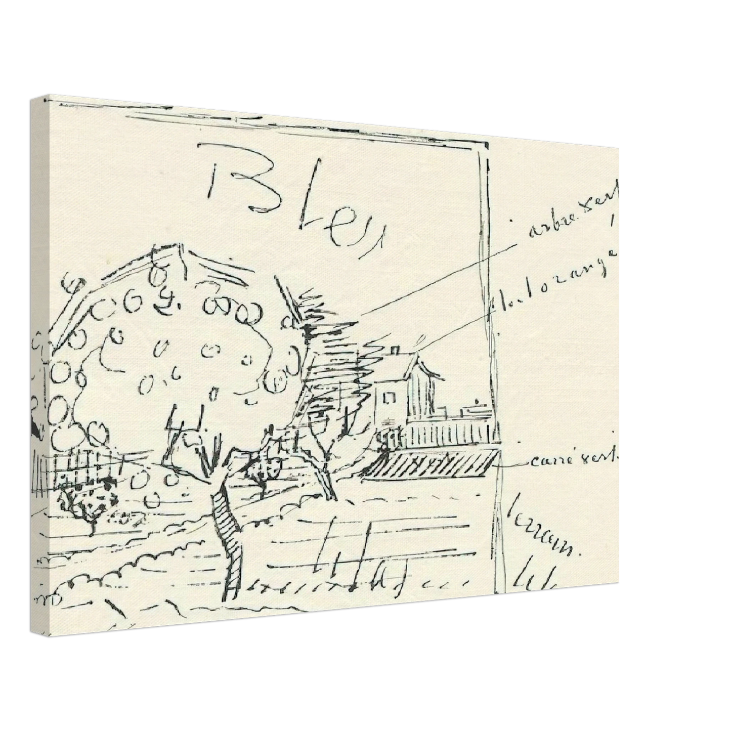 Vincent van Gogh - Orchard and House with Orange Roof Canvas - 70x100 cm / 28x40 inches-canvas