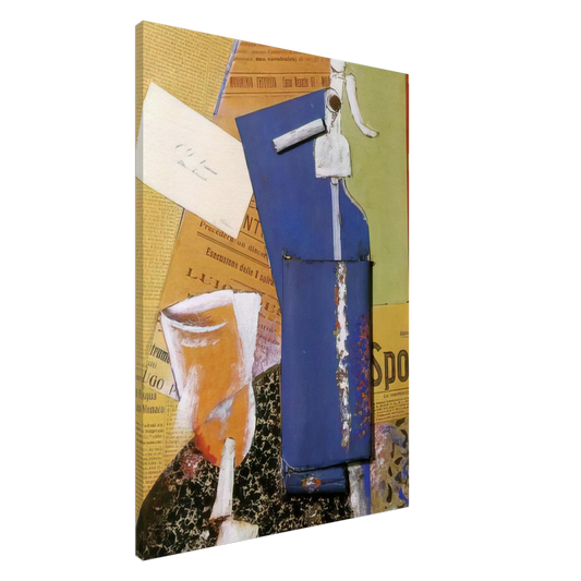 Carlo Carra - STILL LIFE WITH SYPHON SODA WATER 1914 Canvas - 20x30 cm / 8x12 inches-canvas