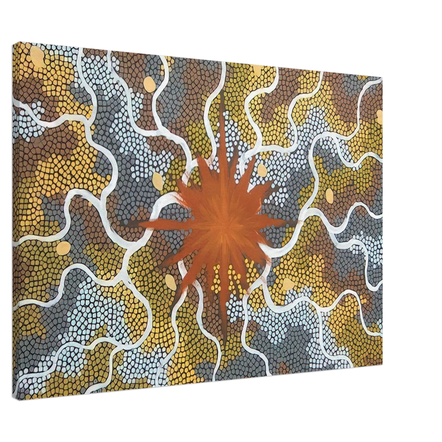 Clifford Possum Tjapaltjarri - Creation, Lightning Dreaming - 1993 Canvas - 20x30 cm / 8x12 inches-canvas