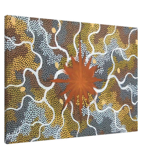 Clifford Possum Tjapaltjarri - Creation, Lightning Dreaming - 1993 Canvas - 20x30 cm / 8x12 inches-canvas