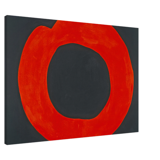 Jiro Yoshihara - Red Circle on Black - 1965 Canvas - 20x30 cm / 8x12 inches-canvas