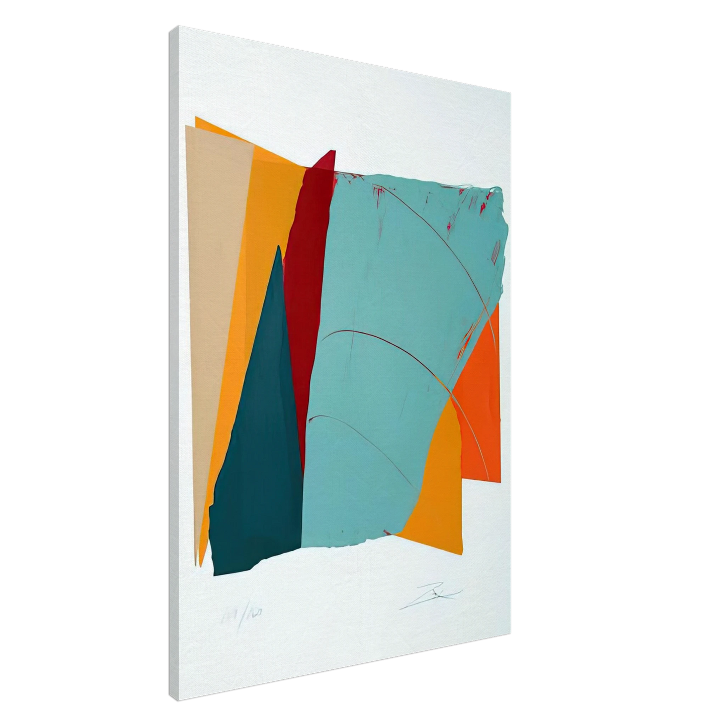 Larry Zox - Red Line II - 1979 Canvas - 20x30 cm / 8x12 inches-canvas