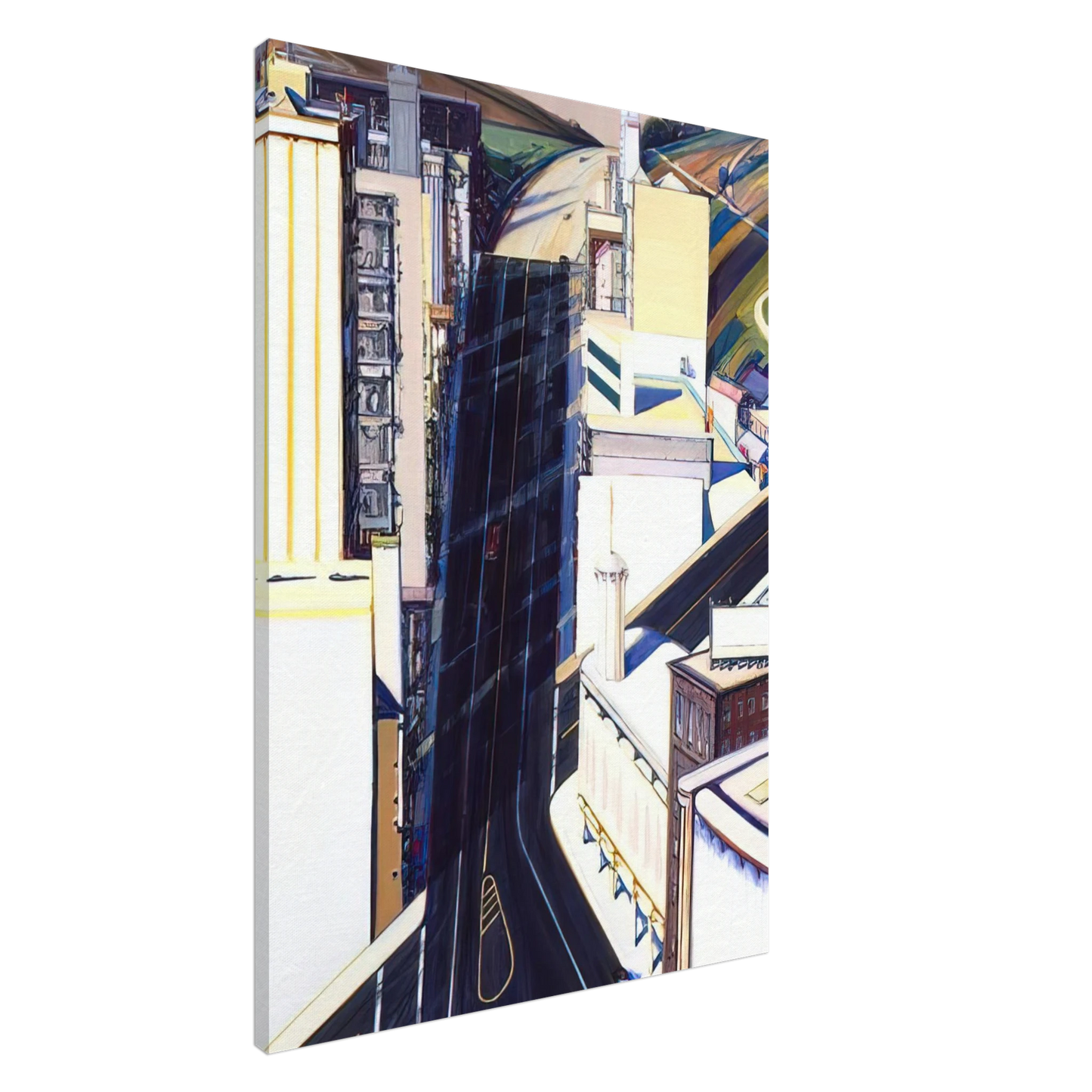 Wayne Thiebaud - Sunset Streets - 1985 Canvas - 20x30 cm / 8x12 inches-canvas