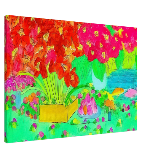 Walasse Ting - Rose Garden - 1990 Canvas - 20x30 cm / 8x12 inches-canvas