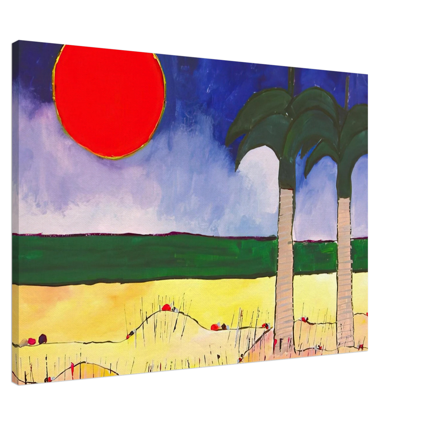 Aldemir Martins - Marinha com Sol e Palmeiras - 2003 Canvas - 20x30 cm / 8x12 inches-canvas