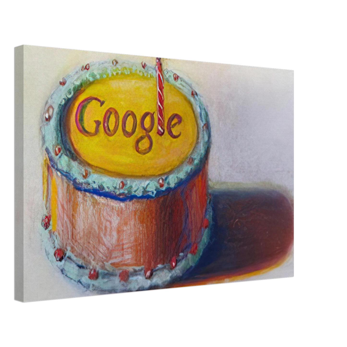 Wayne Thiebaud - Google - 12th Birthday Cake Doodle - 2010 Canvas - 40x60 cm / 16x24 inches-canvas