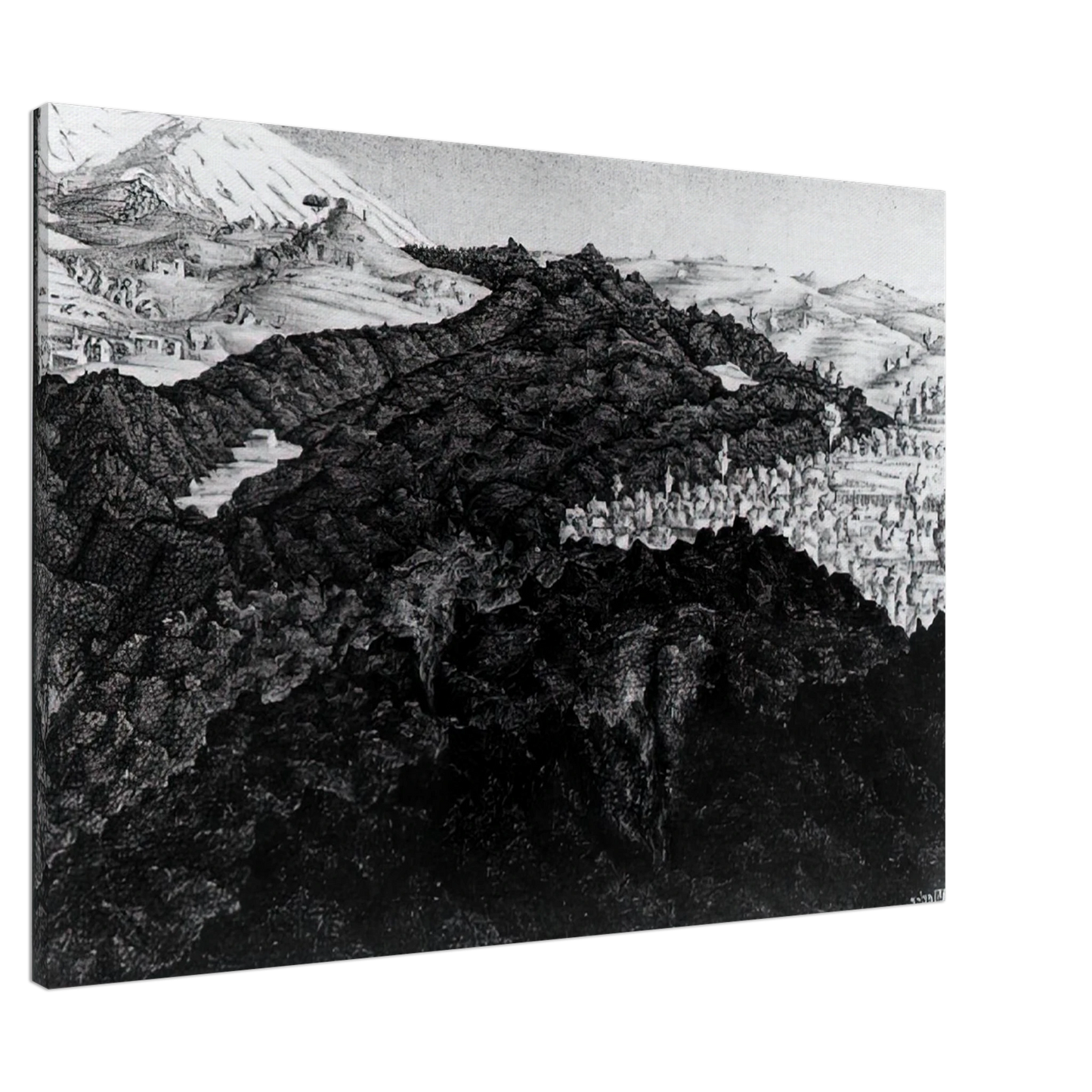 MC Escher - LAVA FLOW FROM ETNA Canvas - 20x30 cm / 8x12 inches-canvas