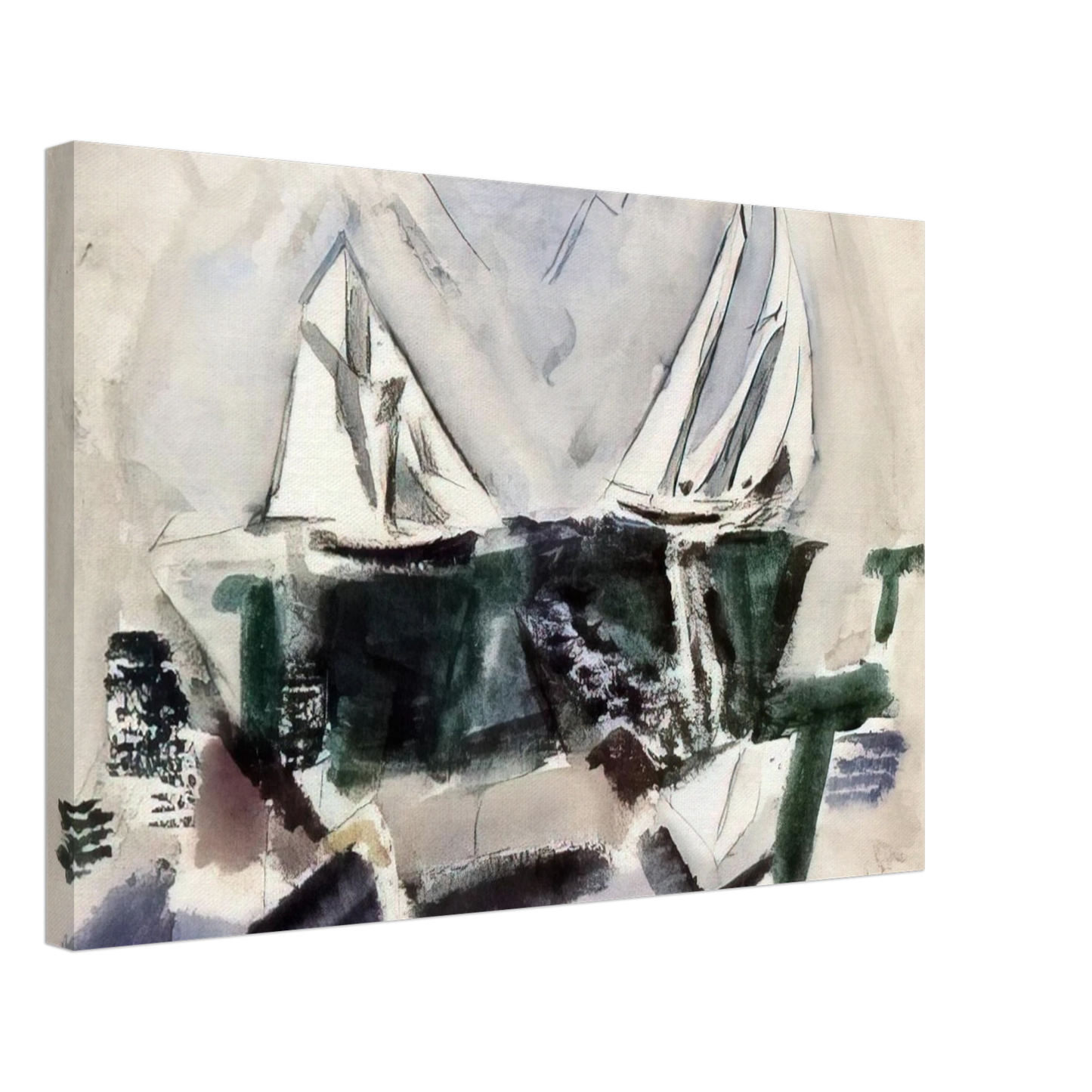 John Marin - Schooner Yachts, Deer Isle, Maine - 1928 Canvas - 40x60 cm / 16x24 inches-canvas