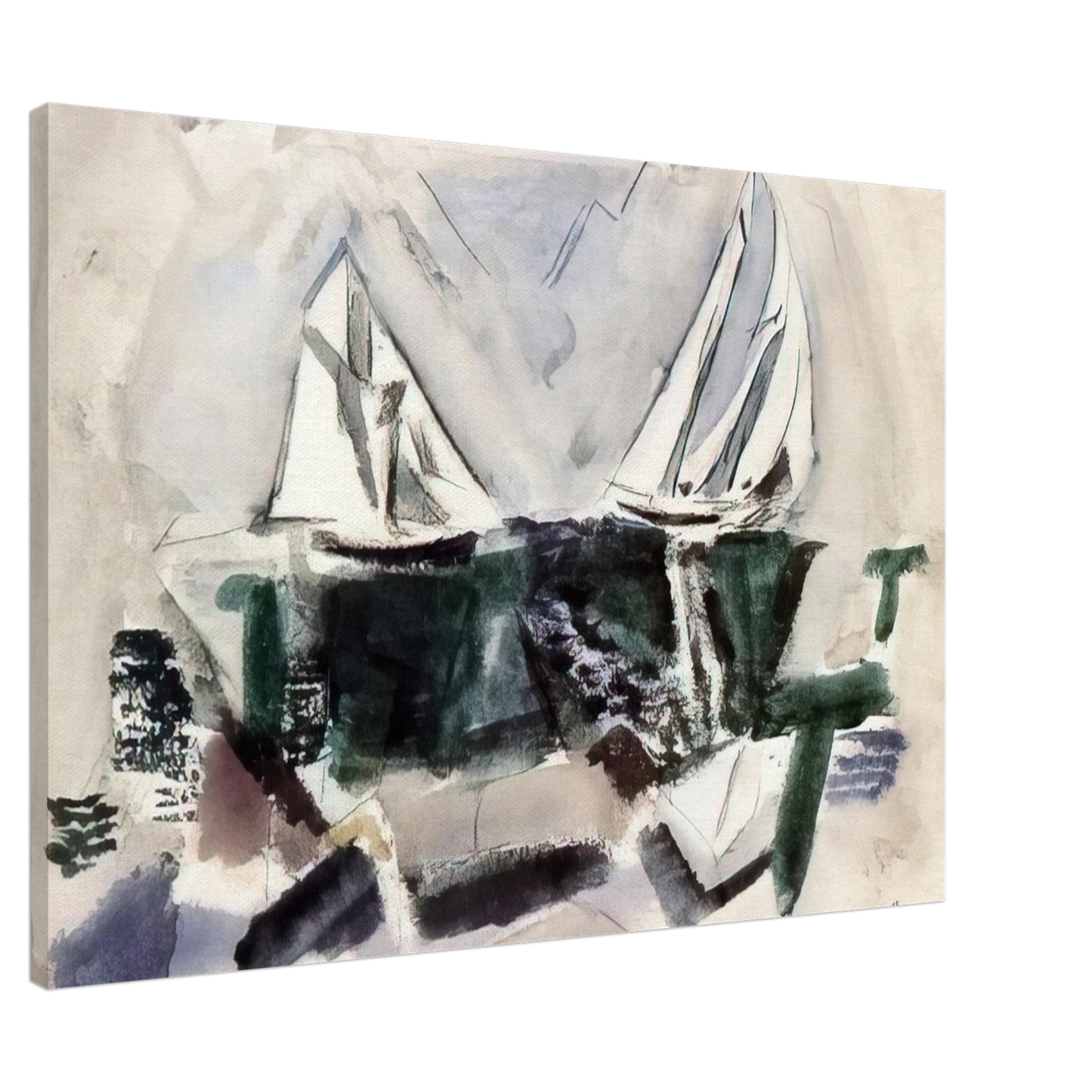 John Marin - Schooner Yachts, Deer Isle, Maine - 1928 Canvas - 20x30 cm / 8x12 inches-canvas