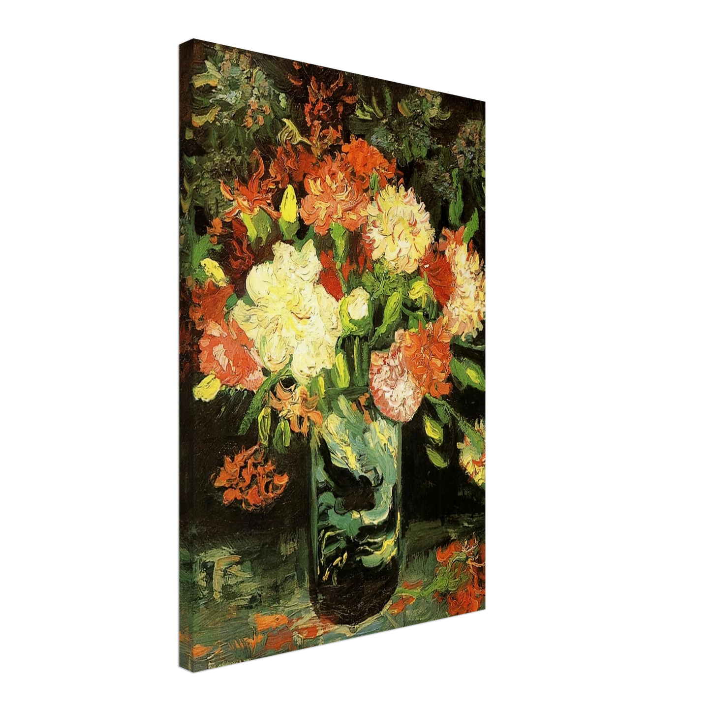 Vincent van Gogh - Vase with Carnations Canvas - 40x60 cm / 16x24 inches-canvas