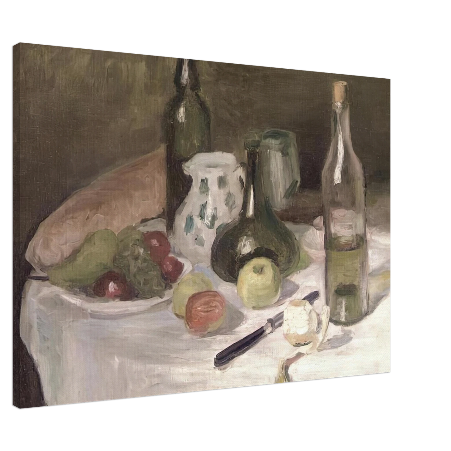 Henri Matisse - STILL LIFE WITH FRUIT AND BOTTLES 1896 Canvas - 20x30 cm / 8x12 inches-canvas
