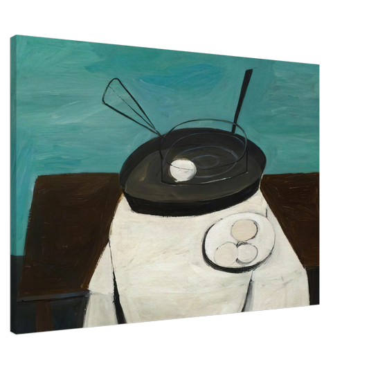 William Scott - Frying Pan and Basket - 1948 Canvas - 20x30 cm / 8x12 inches-canvas