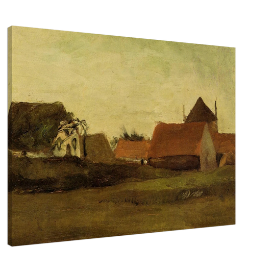 Vincent van Gogh - Farmhouses in Loosduinen near The Hague at Twilight Canvas - 20x30 cm / 8x12 inches-canvas