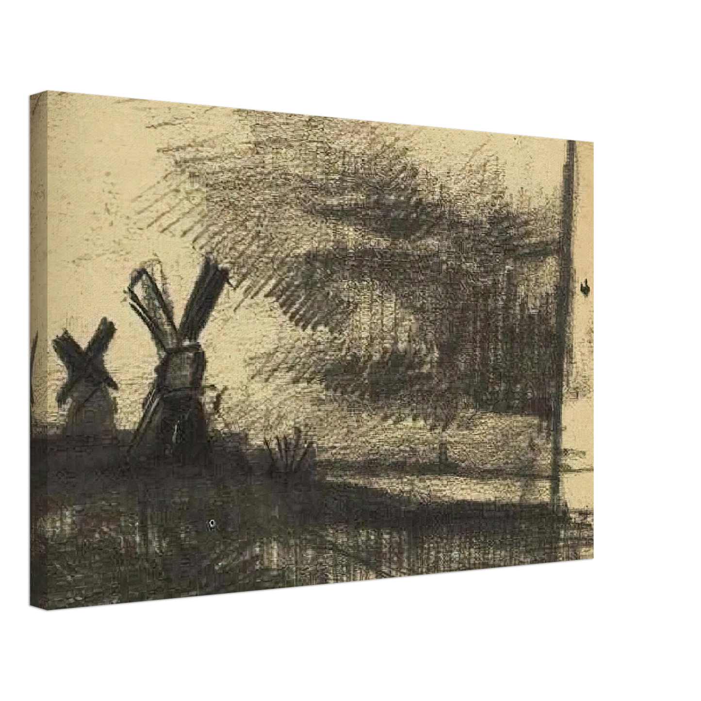 Vincent van Gogh - Mills in the Neighbourhood of Dordrecht Canvas - 40x60 cm / 16x24 inches-canvas