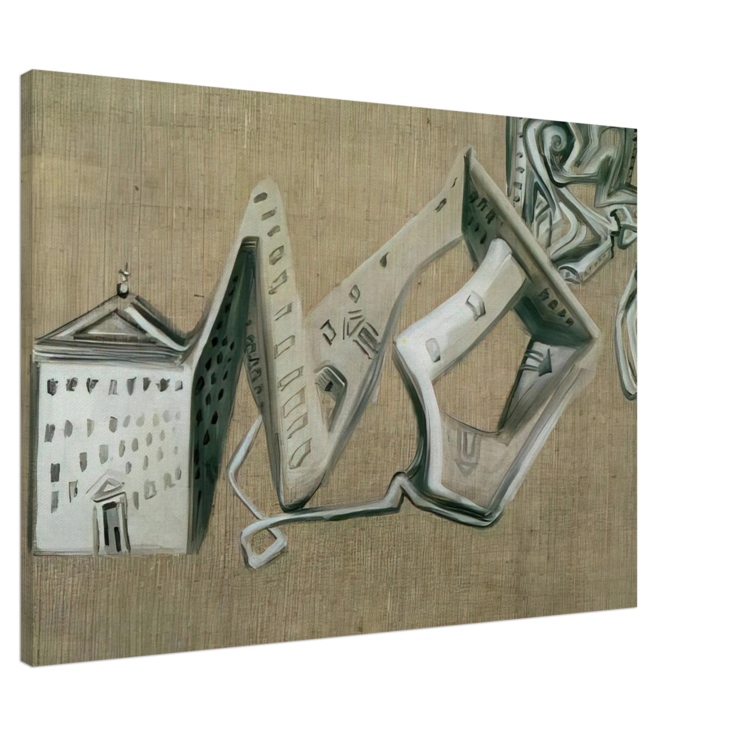 Salvador Dali - ARCHITECTURAL CONTORTION OF EL ESCORIAL Canvas - 20x30 cm / 8x12 inches-canvas