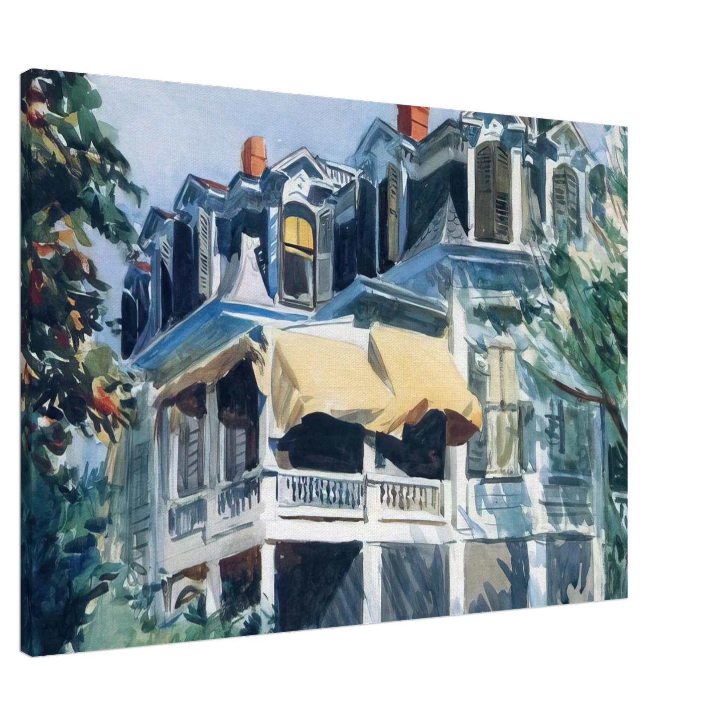 Edward Hopper - The Mansard Roof Canvas - 20x30 cm / 8x12 inches-canvas