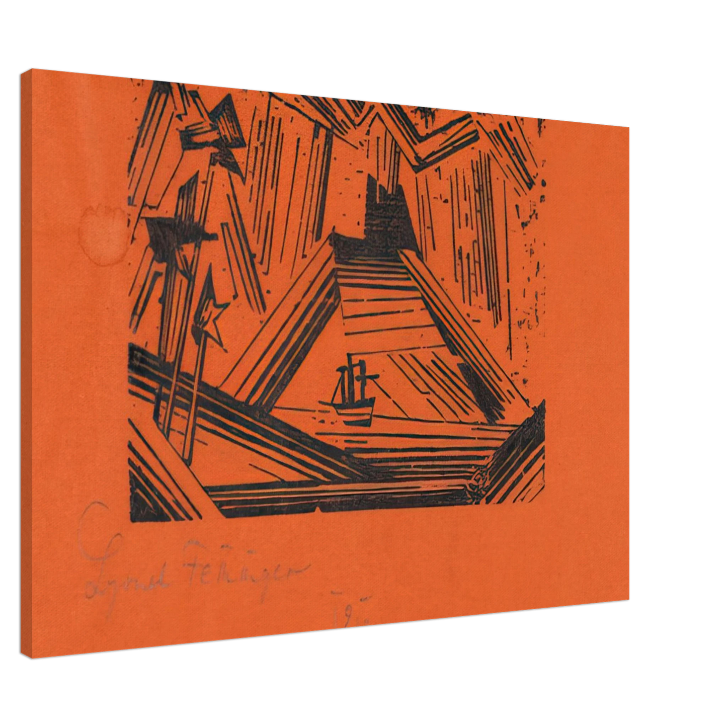 Lyonel Feininger - VOLCANO VULKAN 1919 Canvas - 20x30 cm / 8x12 inches-canvas