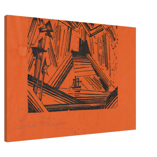 Lyonel Feininger - VOLCANO VULKAN 1919 Canvas - 20x30 cm / 8x12 inches-canvas