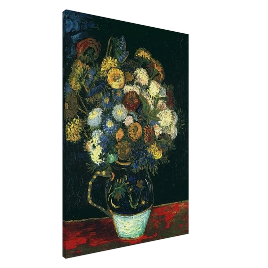 Vincent van Gogh - Still Life Vase with Zinnias Canvas - 20x30 cm / 8x12 inches-canvas