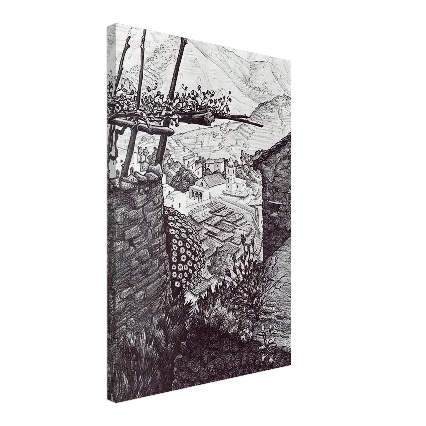 MC Escher - THE HAMLET OF TURELLO SOUTHERN ITALY Canvas - 70x100 cm / 28x40 inches-canvas