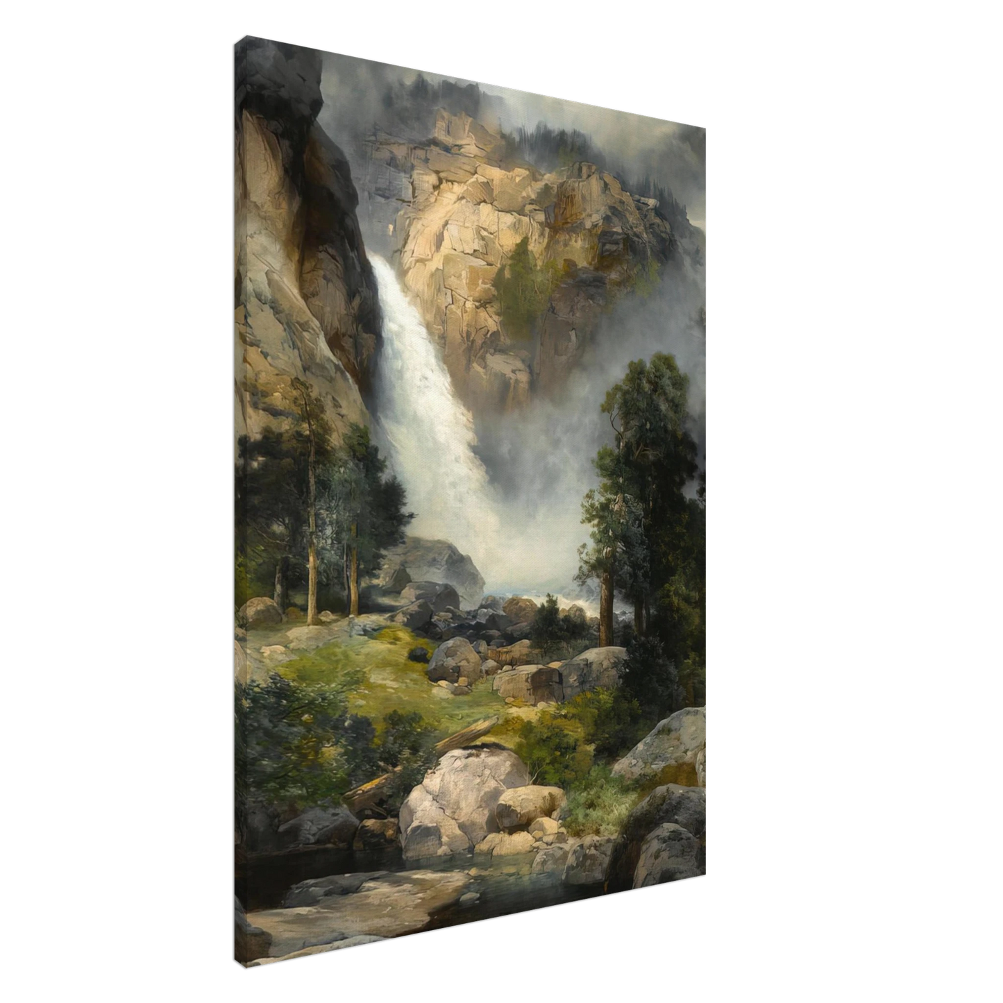 Thomas Moran - Cascade Falls, Yosemite Canvas - 20x30 cm / 8x12 inches-canvas